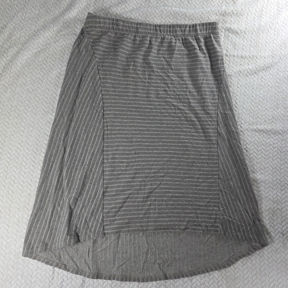 Pure Jill Striped High-Low Gray Skirt Gray L Petite Womens Midi